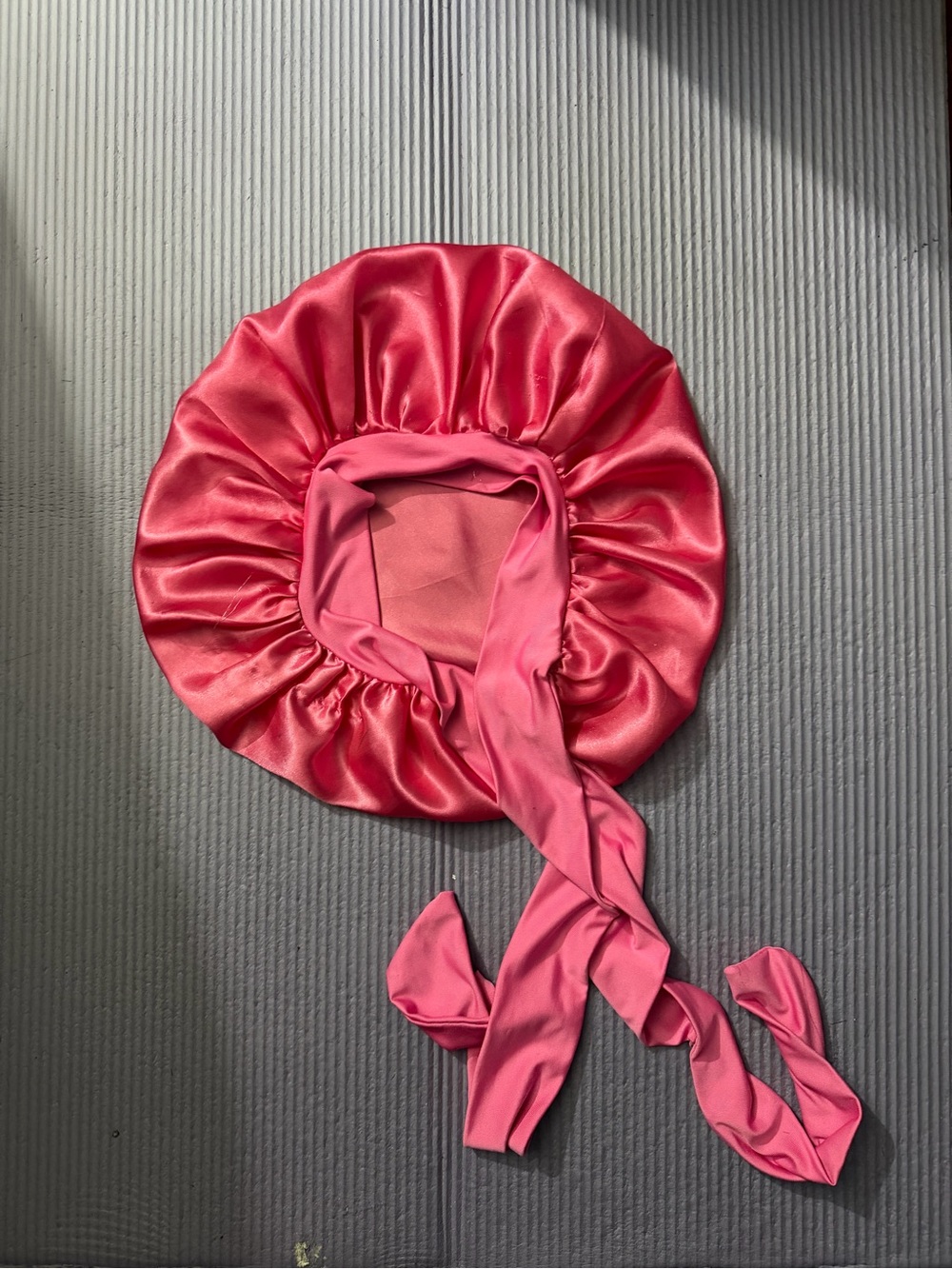 SHEIN Hot Pink Satin Bonnet with Long Ties
